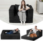 Futon Sofa Bed with Pillow, 3-in-1 Sleeper Sofa Bed with Removable Cover by Cansunna
