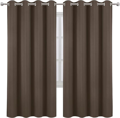 Chocolate Brown Thermal Blackout Curtains/52 x 72 Inch/Set of 2 Panels Room - Image 2