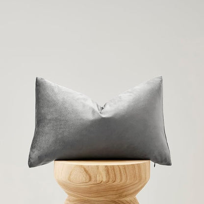 GIGIZAZA Dark Grey Velvet Throw Pillow Covers 12x20 Pack of 2 | Decorative - Image 6