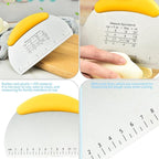 2PCS Dough Scraper Pastry Cutter Dough Cutter Stainless Steel Mirror Polished with Measuring Scale Multipurpose- Cake, Pizza Cutter Pastry Bread Separator Scale Knife (Yellow)