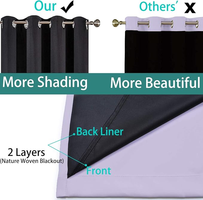 Yakamok Lilac 100% Blackout Curtains 45 Inches Long - Image 5