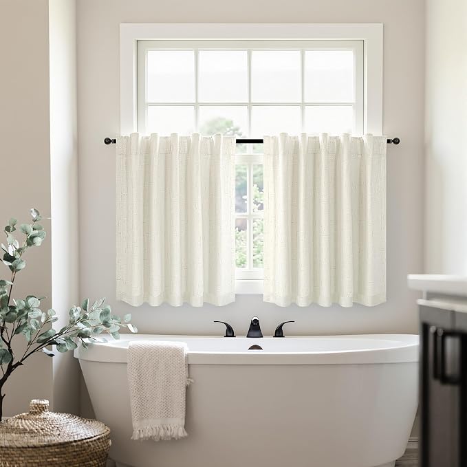Pitalk Short Linen Blackout Curtains 30 Inch Length - Image 2