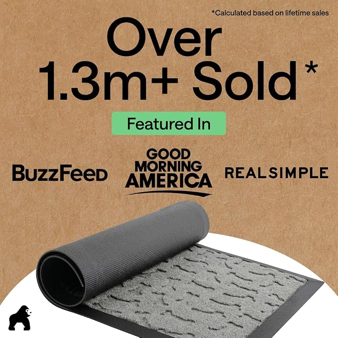 GORILLA GRIP 100% Waterproof All-Season WeatherMAX Doormat 35x23, US Designed - Image 4