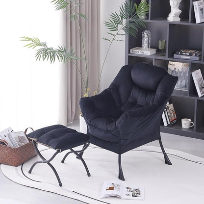 MBOOYOME Lazy Chair with Folding Ottoman, Modern Accent Lounge Armchair with - Image 4