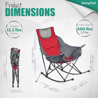 SUNNYFEEL Oversized Rocking Camping Chair 2 Pack, Fully Padded Patio Chair - Image 3