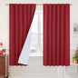 100% Blackout Red Linen Bedroom Curtains 63 Inches 2 Panels | Thermal Insulated by LAMIT