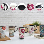 Topadorn Ceramic Travel Mug Latte Mug 17 oz. Coffee Cup with Sealed Lid and Gift Box, Set of 2