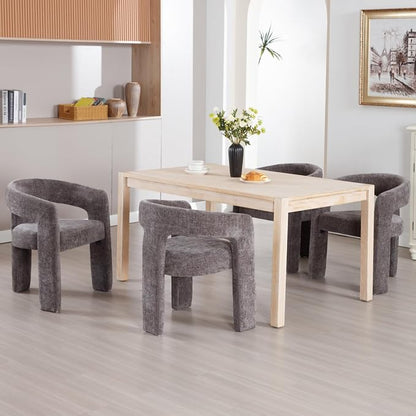 Modern Chenille Dining Chairs Set of 4, Upholstered Barrel Chairs - Image 7