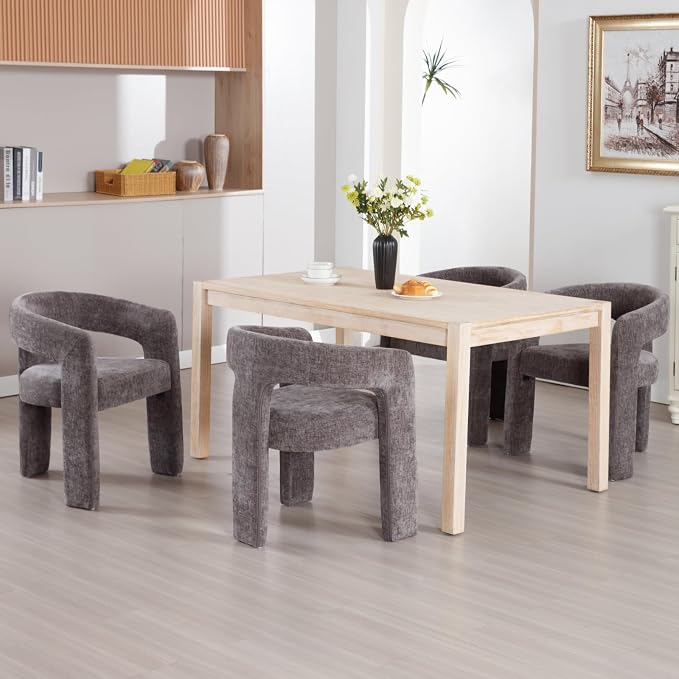 Modern Chenille Dining Chairs Set of 2, Upholstered Barrel Chairs - Image 7