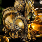 Glass Teapot Set with Infuser Semi Automatic Dragon Tea Set with 6 Small Cups (golden dragon)
