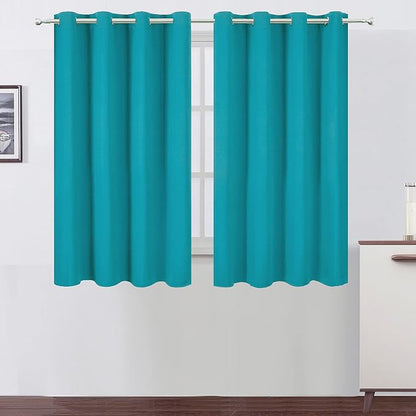 Teal Blackout Curtains/52 x 45 Inch Length Kids Curtains/Set of 2 Panels by Lemomo