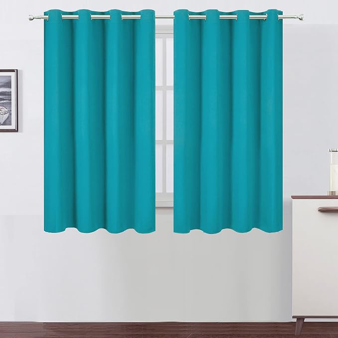 Teal Thermal Blackout Curtains/52 x 54 Inch/Set of 2 Panels Room Darkening by Lemomo