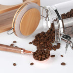 KKC HOME ACCENTS Glass Food Storage Jars with Airtight Locking Clamp Bamboo Lids,Coffee Bean Storage Containers,Sealed Glass Container with Scoop for Coffee Ground,Tea,Nut,Sugar,Coffee Holder