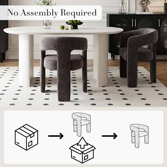 Modern Chenille Dining Chairs Set of 4, Upholstered Barrel Chairs - Image 3