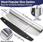 14" Pizza Making Kit (Set of 2) - 14" Pizza Cutter Rocker Knife with Blade Cover + 13" Perforated Stainless Steel Pizza Peel with Folding Handle - Ultimate Pizza Oven Accessories