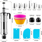 Dessert Decorating Syringe Set, Stainless Steel Frosting & Icing Piping Kit with 6 Tips and 9 Silicone Cupcakes,3 Cream Scraper for Cake Decorating Tools Cupcake Decorating Kit