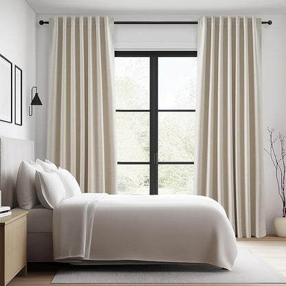 Topfinel 95 Inch Curtains Linen Blackout Curtains 2 Panel Set 100% Blackout - Image 7