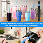 Quality Upgraded 8.5In Medical Grade Pure Titanium Straw Set 1PCS, Corrosion Resistance, No Metal Flavor, BPA Free, Eco-Friendly Metal Straws Reusable, Lightweight,Suitable For Sensitive Bodies