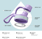 IDEUS Insulated Stainless Steel Water Bottle with 2 Leak-Proof Lids, Thermal Water Flask for Hiking Biking, 32oz, Violet