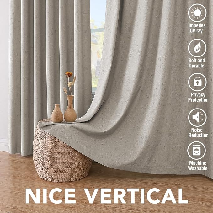 H.VERSAILTEX Linen Blackout Curtains 96 Inches, 100% Absolutely Blackout - Image 7