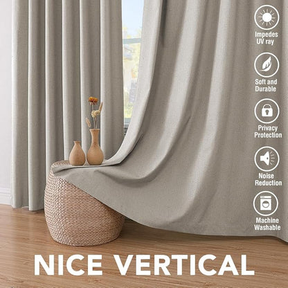 H.VERSAILTEX Linen Blackout Curtains 45 Inches Long 100% Absolutely Blackout - Image 7