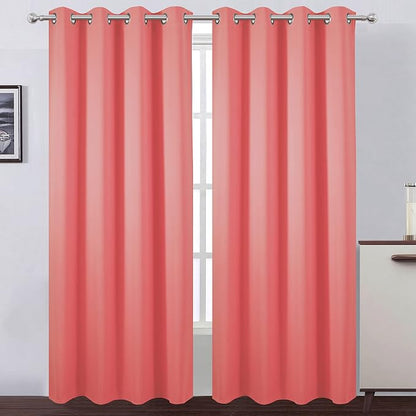Blackout Curtains 52 x 95 inch/Coral Curtains Set of 2 Panels/Thermal Insulated by Lemomo