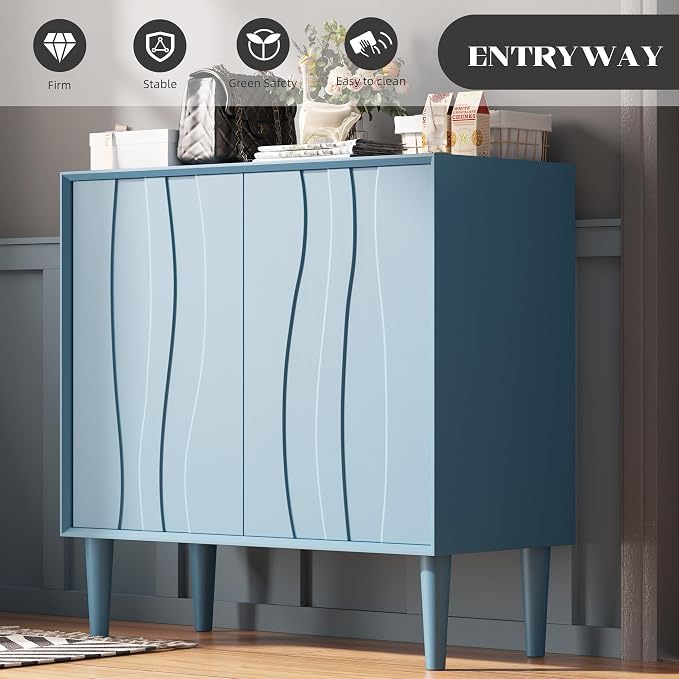 Easyego 63″ Mid Century Modern Sideboard Buffet Cabinet, Dining Room, 2-Piece - Image 5