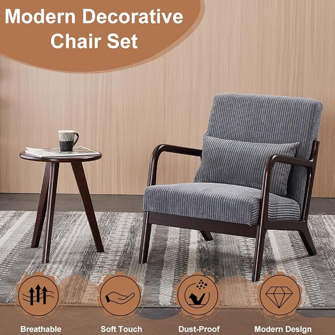 Mid-Century Modern Accent Chair & Coffee Table Set - Image 3