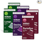 WOKEN COFFEE Compostable Nespresso Pods Variety Pack - Dark and Medium Roast Italian Espresso - Compostable Coffee Pods Compatible with Nespresso Machine (60 Pod Count, 6 Boxes)