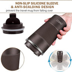 Travel Coffee Mug Spill Proof Leakproof 12 oz Insulated Coffee Mug with Screw Lid, Stainless Steel Vacuum Tumbler Reusable Thermal Coffee Cup to go for Hot and Cold Drinks -380ml, Brown