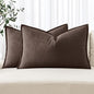 MIULEE Decorative Linen Lumbar Pillow Covers 12x20 Inch Reddish Brown | Boho by MIULEE