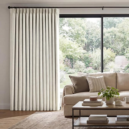 Pinch Pleated Linen Curtains 100% Blackout 90 Inches Long by AUSSPVOCT