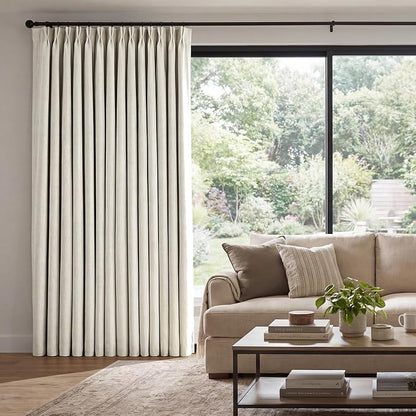 Pinch Pleated Linen Curtains 100% Blackout 108 Inches Long by AUSSPVOCT