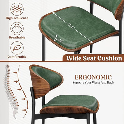 REONEY Dining Chairs Set of 8, Mid-Century Modern Upholstered PU Leather Chairs - Image 5