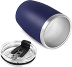 VEGOND Stainless Steel 12 oz Tumblers bulk Vacuum Insulated Double Wall Travel Tumbler with Lid and Straw Reusable Tumbler, Navy Blue 1 Pack