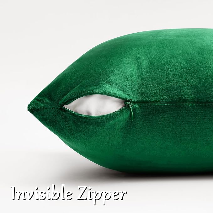 GIGIZAZA Green Velvet Pillow Covers 24x24 Decorative Pillows Pack of 2 | Throw - Image 4