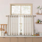 Beige Linen Curtains for Kitchen Windows Over Sink Farmhouse Short Semi Sheer by Nanspring