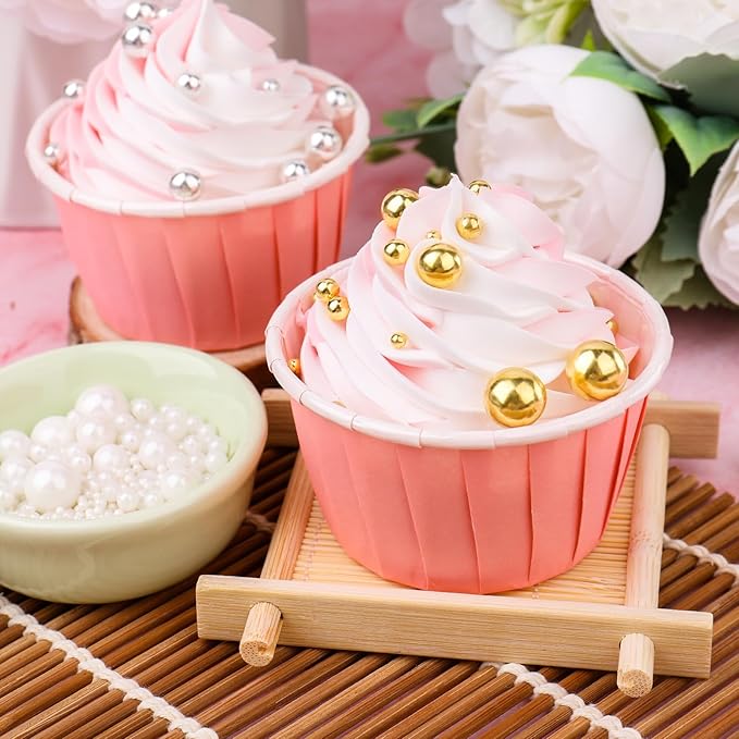 Gold Sprinkles for Cake Decorating, 6 Sizes Mix 4.6 oz Edible Pearls Sugar Sprinkles for Cupcake Cookies Ice Cream Topping Baking Decorations
