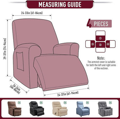 TAOCOCO Recliner Cover 4-Pieces, Recliner Stretch Sofa Slipcover, Recliner - Image 5