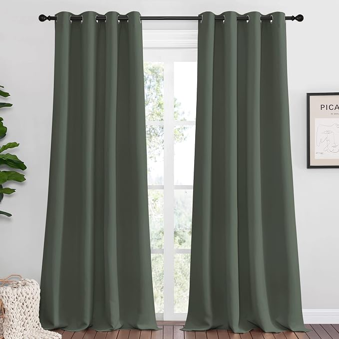 NICETOWN Dark Mallard Blackout Draperies Curtains, 55 inches Wide by 108 inches by NICETOWN