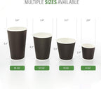 Restaurantware 12 Ounce Double Wall Disposable Coffee Cups, 500 Insulated Black Paper Tumblers with Rolled Rim Design, Lids Sold Separately for Hot Drinks like Tea, Hot Chocolate and More