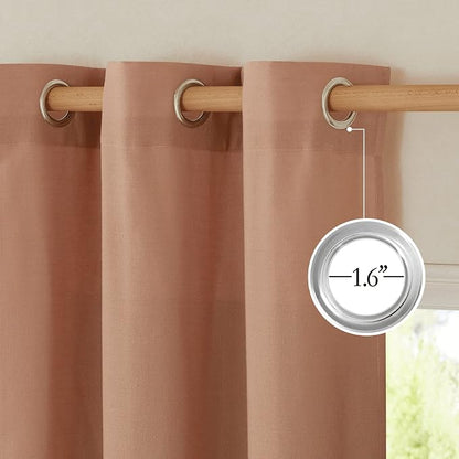 NICETOWN Terracotta Thick Linen Curtains 72" Length, Grommet Privacy Window - Image 4