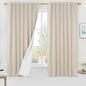 100% Blackout Linen Bedroom Curtains 63 Inches Long 2 Panels | Oatmeal by LAMIT