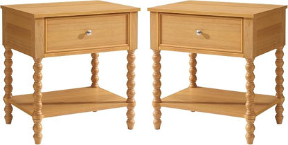 AMERLIFE 24" Wood Nightstand Set of 2, Vintage Bedside Table - Image 9