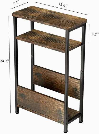 THUMEYE 7.1" Narrow Side Table for Small Spaces, 3 Tier Small End Table - Image 3