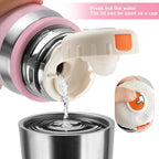 Stainless Steel thermo Bottles with cup 700ml/23.7oz Vacuum Insulated Bottle for hot and cold coffee drink water thermo flask with cup.(Pink,700ml)