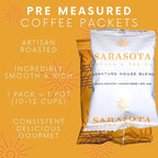 Sarasota Coffee Ground Packets | Gourmet Medium Roast Bulk Coffee Packs | Breakfast Blend | Low Acid Mold Free Singles Individual Pouches for 12 Cup Coffee Maker | 1.5 Ounce Bags, 42 Count