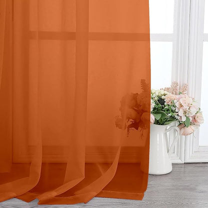 Orange Sheer Curtains 78 Inches Long 2 Panels, Light Filtering Voile Airy - Image 6