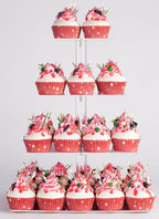 YestBuy 4 Tier Acrylic Cupcake Stand, Premium Cupcake Holder, Acrylic Cupcake Tower Display Cady Bar Party Décor â Display for Pastry(4.7" Between 2 Layers)