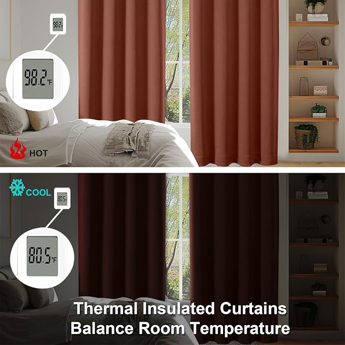 Simplebrand Ava Terracotta Short Blackout Curtains - Image 6